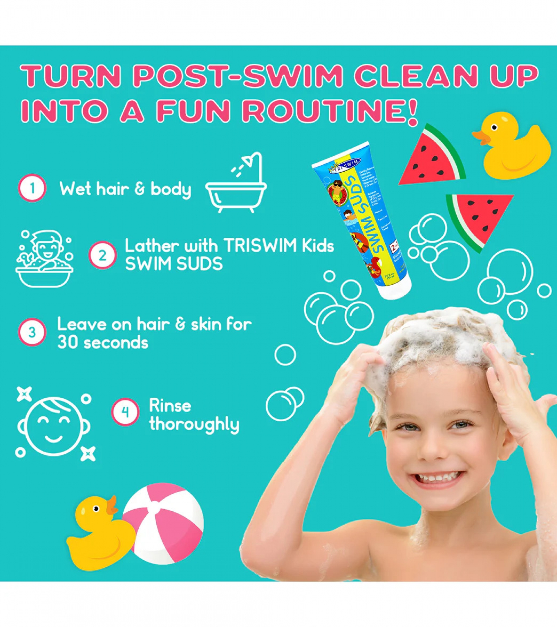 Sữa tắm gội khử Clo 2in1 Triswim kid suds